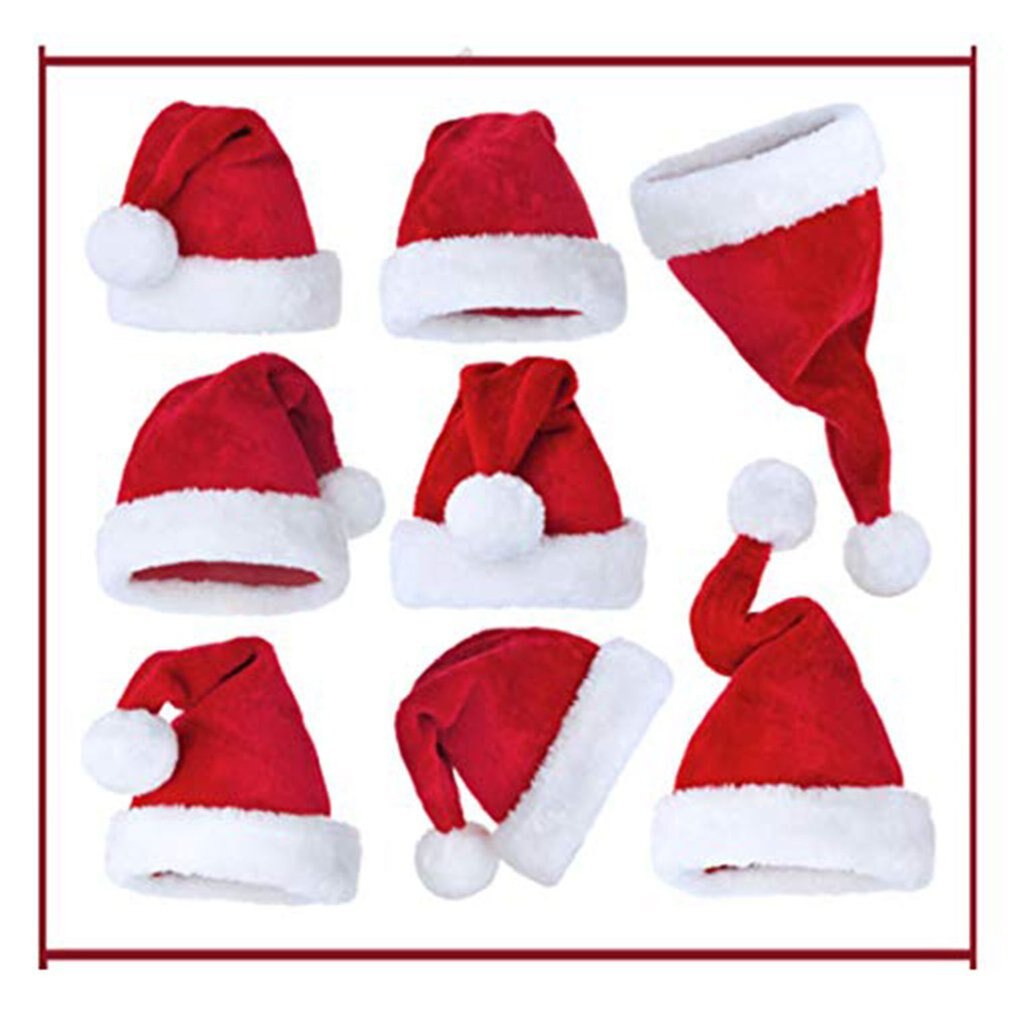 Plush Adult Christmas Hat Plush Toys Hat Red Velvet Santa Claus Hat Comfortable Inside Christmas Hat