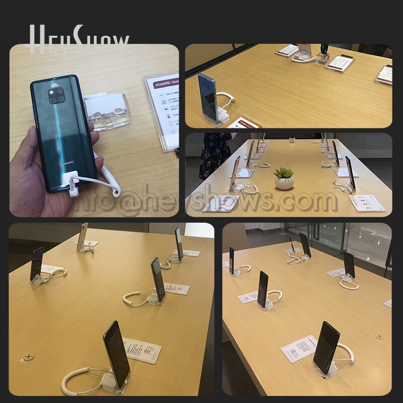 Soporte de sistema de alarma antirrobo para teléfono móvil, Base de pantalla acrílica para teléfono móvil, con función de carga