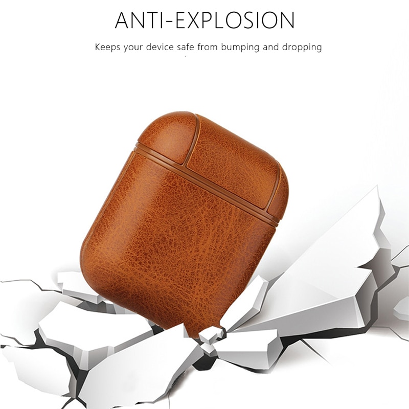 Capa de couro para airpods 2, capa para apple airpods 2 alça pc + estojos de cobertura com botões, película protetora de couro para airpods, dropshipping