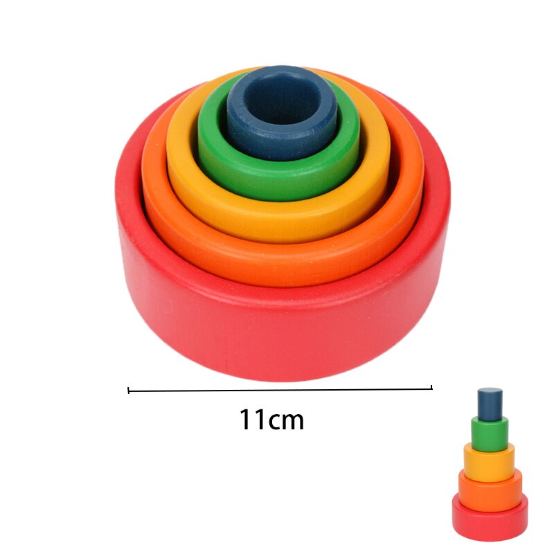 12pcs Big Size 35.5cm Baby Toys Wooden Rainbow Stacker Nesting Puzzle Blocks Montessori Educational Toys for Kids Baby Toys: new 5pcs