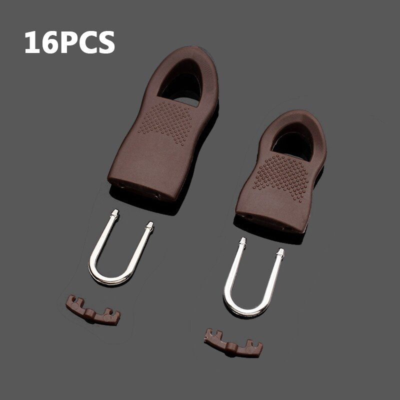 Étiquettes de rechange à fermeture éclair pour vêtements, fixation à glissière noire pour sac de voyage, valise, vêtements, tente, sac à dos, outils de couture: Coffee Mixed 16pcs