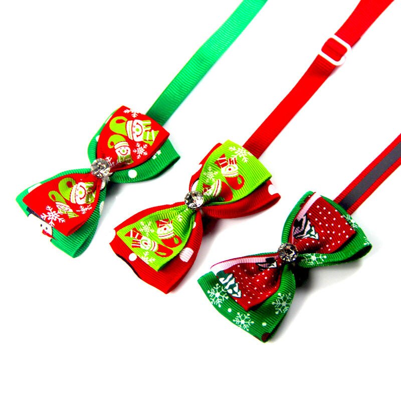 1pcs Reflective Pet Bow Tie Pet Collar Puppy Bows Cat Kitten Necktie Lovely Pets Grooming Accessories Pet Christmas Series