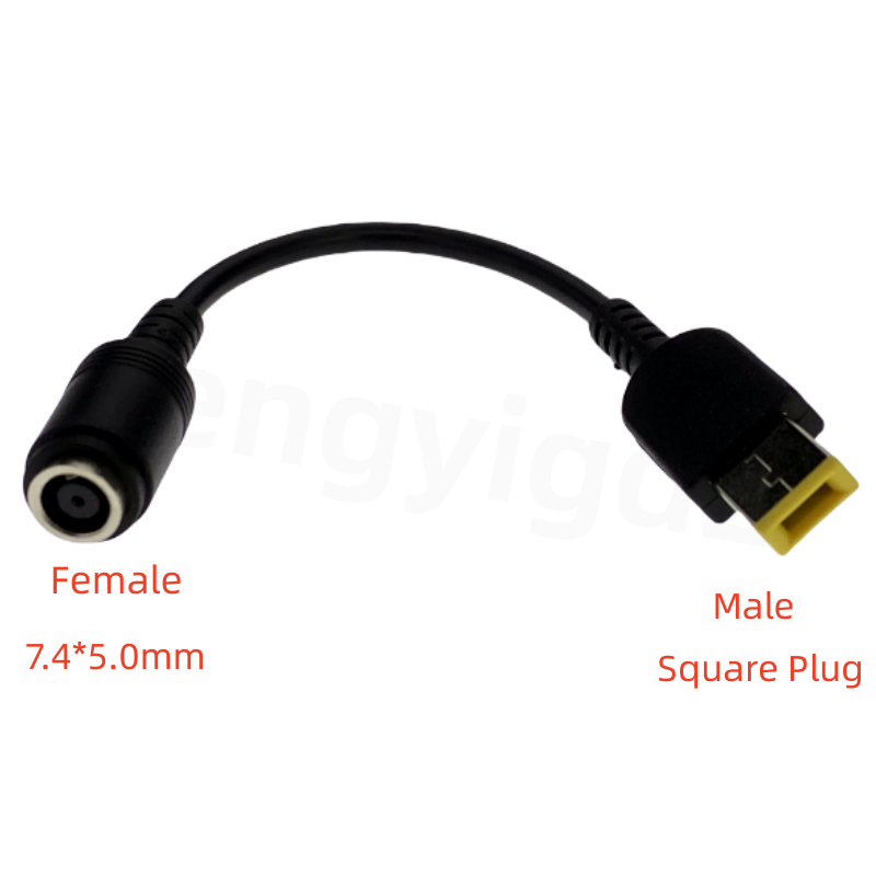 Câble adaptateur pour ordinateur portable carré mâle à 4.5*3.0mm 5.5*2.1mm 7.4*5.0 7.9*5.5mm femelle cordon de convertisseur de chargeur d'alimentation cc pour Lenovo hp: BLEU CIEL