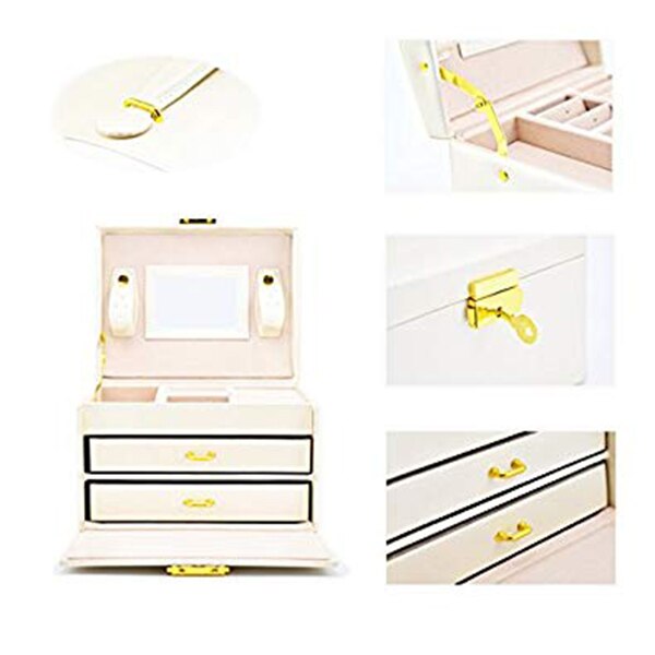 Sieradendoos / dozen / make-updoos, sieraden- en cosmetica-beautycase met 2 lades 3 lagen