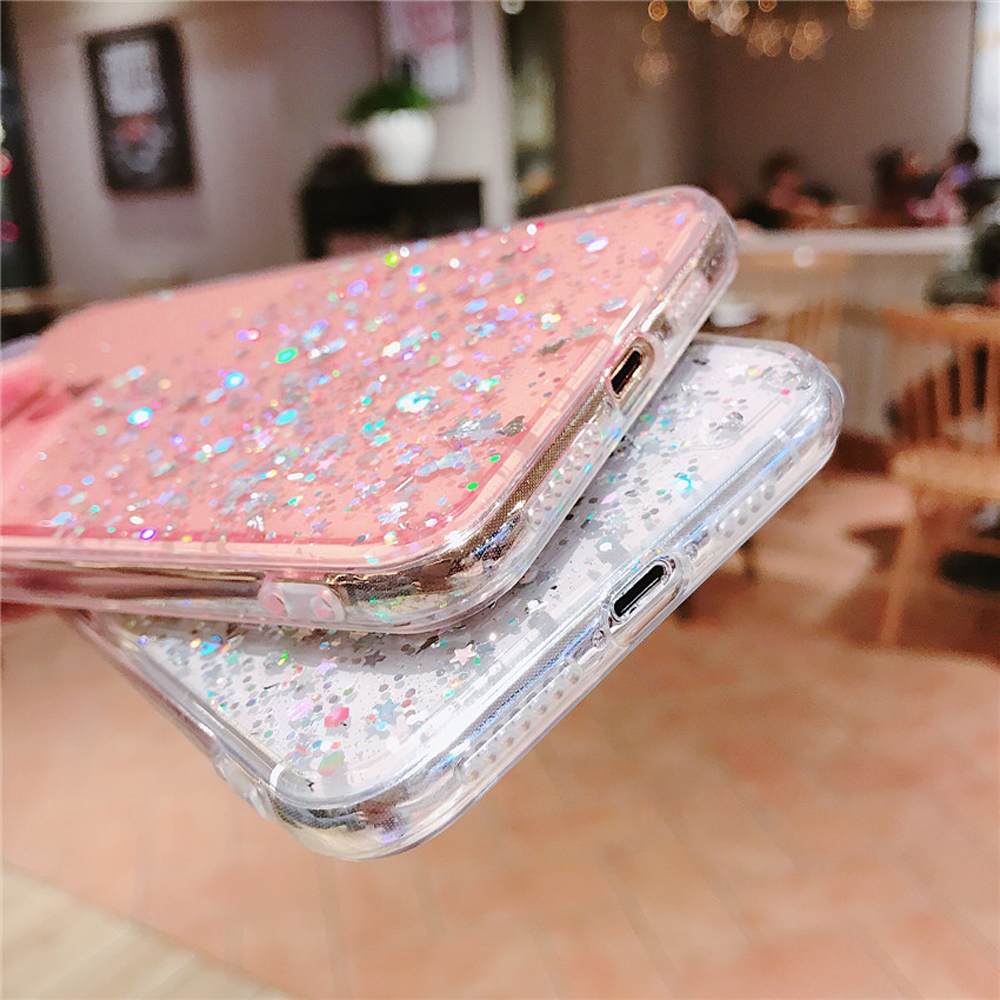 Étui à paillettes scintillantes pour iPhone 8 7 Plus 6 6S, étui Transparent Shine Star pour iphone X XR XS MAX 10, housse en TPU souple