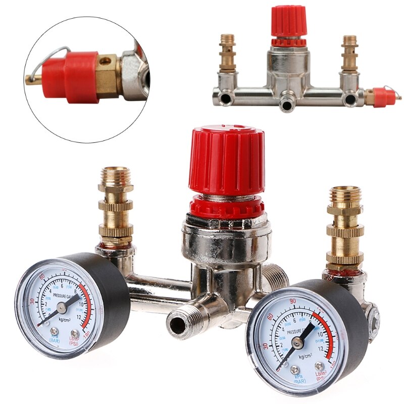 Heavy Duty Air Compressor Pump Pressure Control Switch + Regulator Valve Gauges MOLC