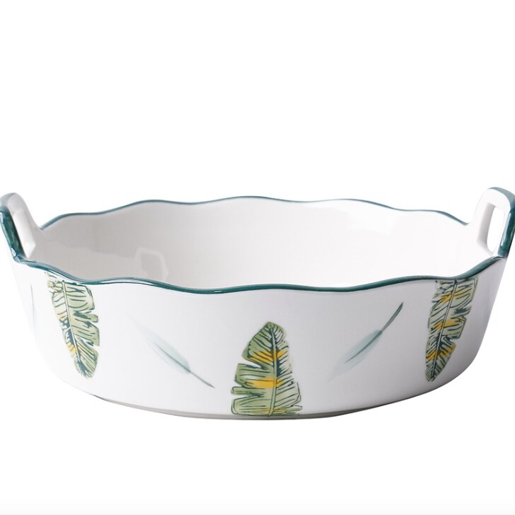 Ceramiczna salaterka z uchwytem śniadanie zboże talerz na owoce stałe deser zupa restauracja makaron miska kuchenka mikrofalowa specjalne: 001 / 17.5 x 6.8 cm