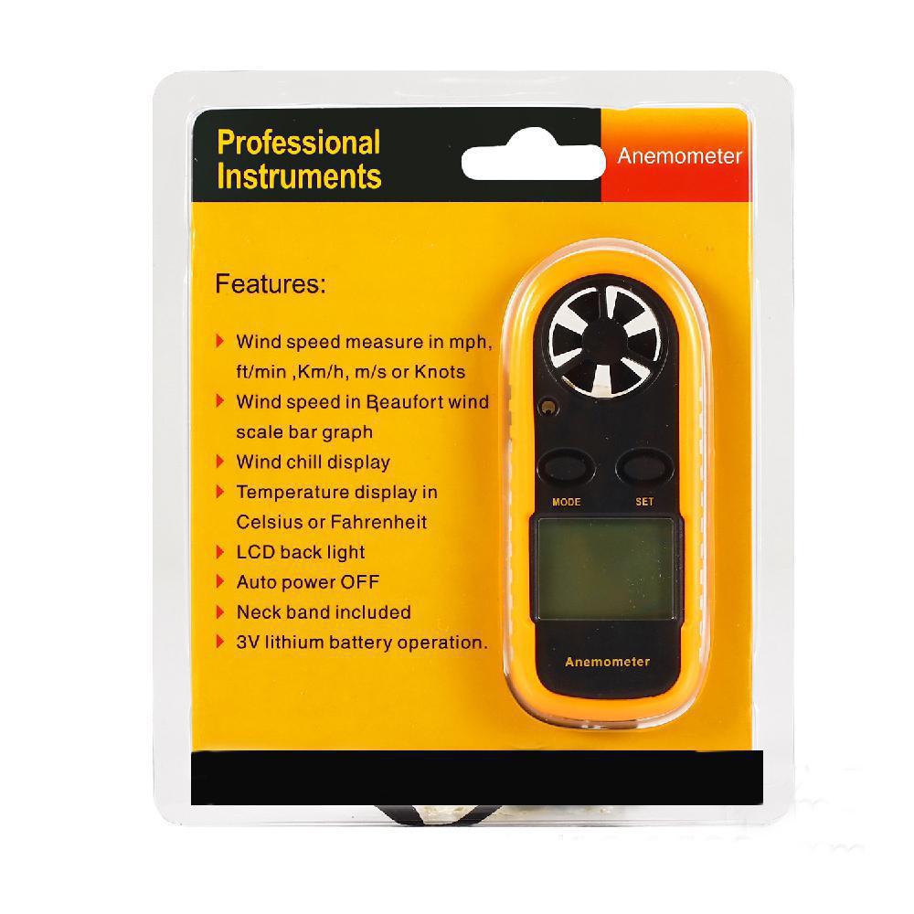 GM816 Mini Digital Anemometer Thermometer Wind Speed Air Velocity Temperature Measuring Tool with Backlight Cardboard