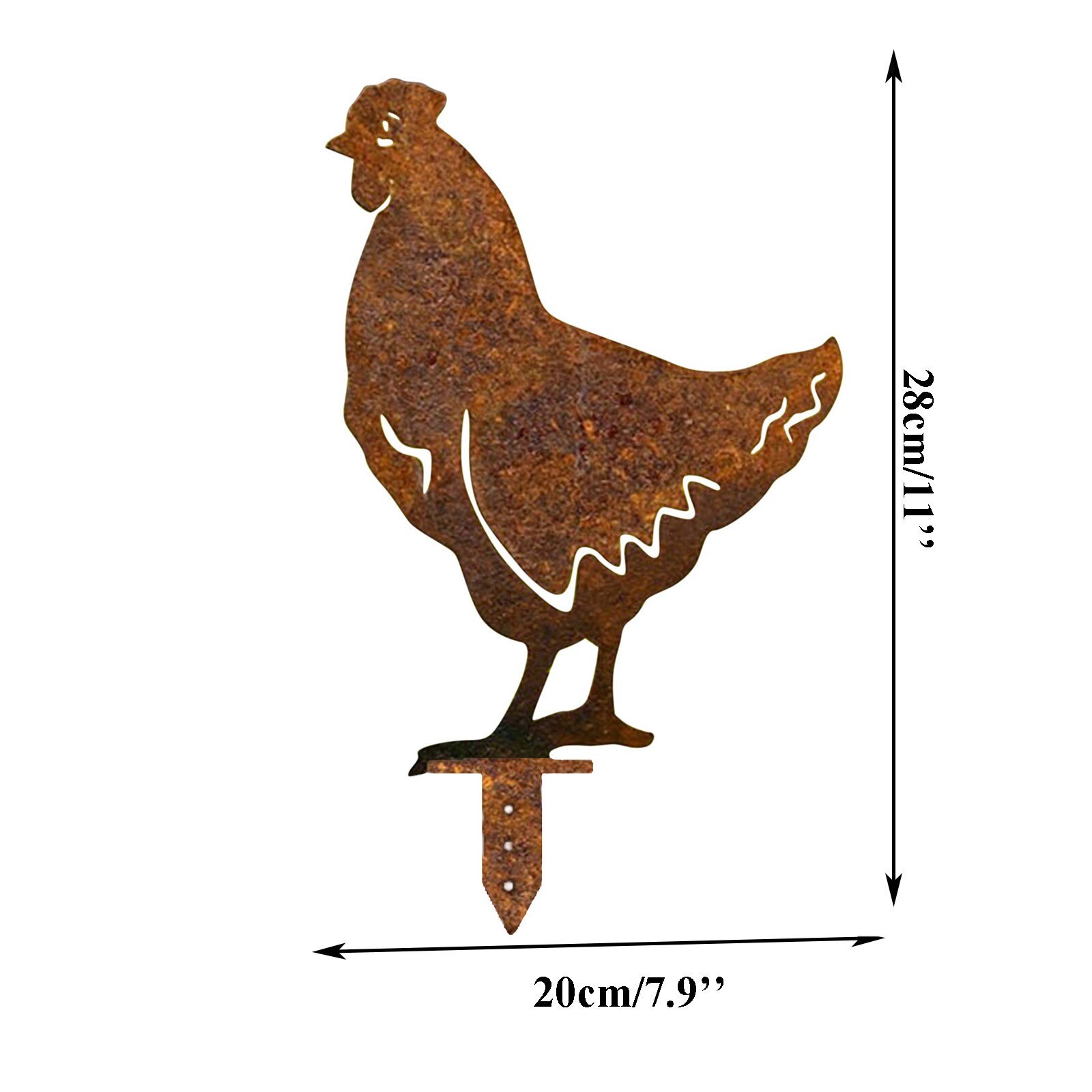 Chicken Decorative Stakes Garden Art Decor Exterior Metal Hen Pecking Farm Animal Garden Stake Yard Art Ornament Jardineria