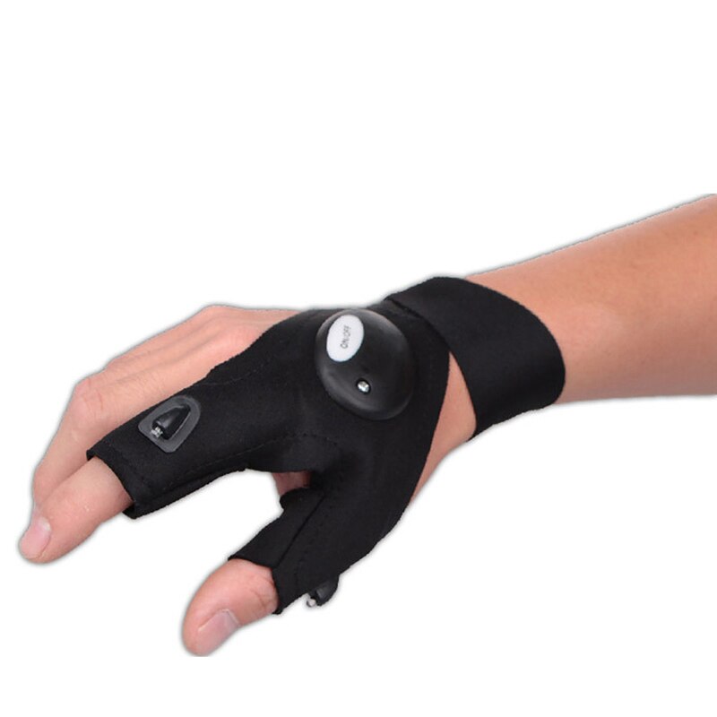 Right Hand Flashlights torch Finger Rescue Gloves Lights Outdoor Fishing Fingerless Glove camping Hiking Lights Working Gloves