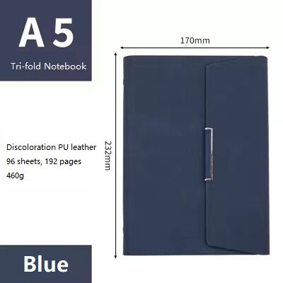 Executive Business A5 Notebook PU Faux Leather Refillable Binder Journal Diary Ruled Lined Paper Pen Holder Card Slots 80 Sheets: BLUE