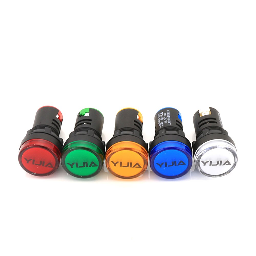 YIJIA 22mm 12V 24V 110V 220V AC DC LED Indicator Light Pilot Signal Lamp RED YELLOW GREEN AD16-22DS