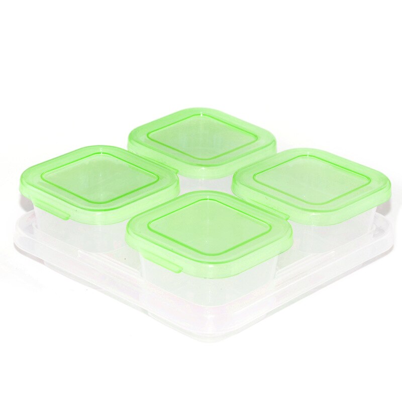 Small Grid Dessert Fruit Separate Storage Frozen Box Complementary Food Box Fresh-keeping Box Baby food supplement storage box: 14 Green 4