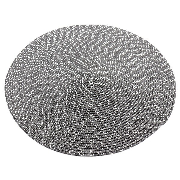 1pc 38 x 38 cm runde coaster isolering bordmåtter puder pvc bord dækkeservietter skridsikre måtter kaffe te dækkeservietter køkken dekoration: Sort med pailletter