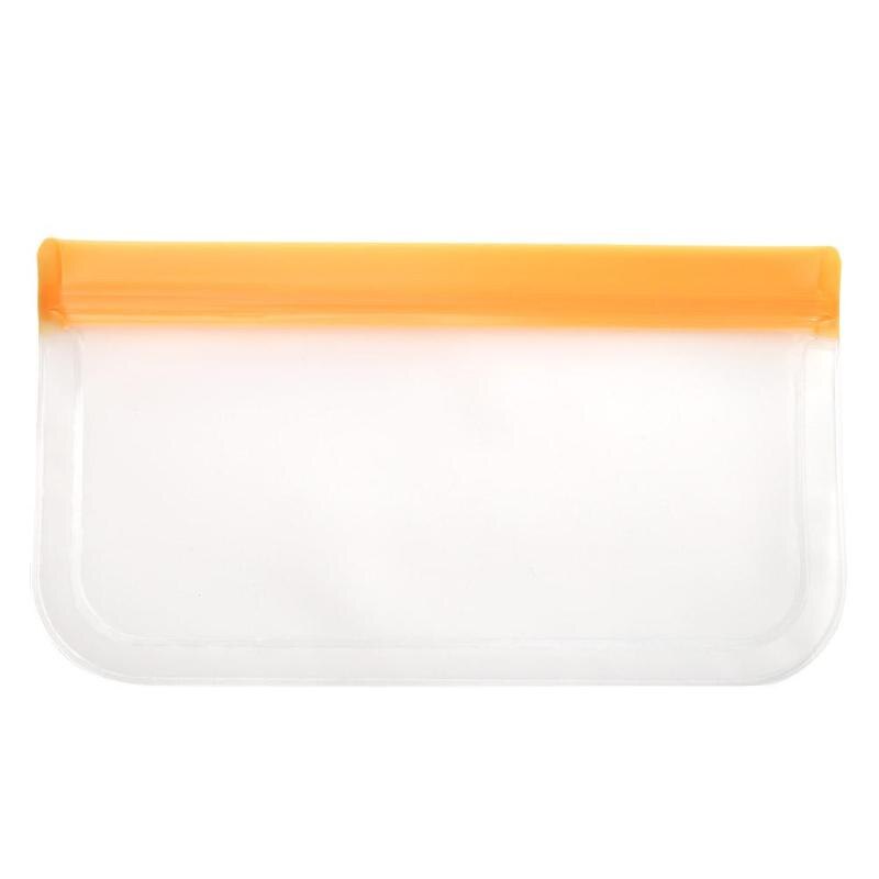 Reusable Silicone Food Storage Bags Leakproof PEVA Fruit Food Freezer Bag Fruit Meat Milk Organizer Ziplock Kitchen Supplies: Orange  21.5x12cm