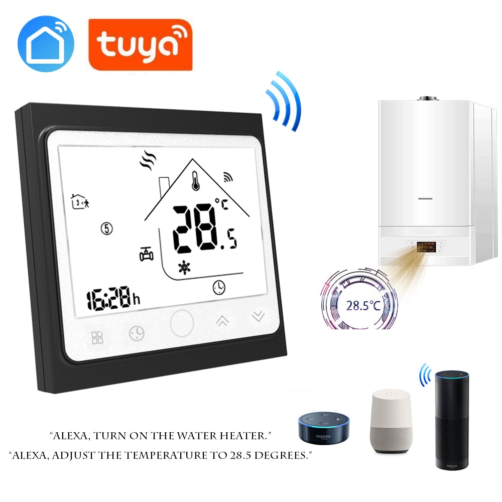 Tuya smart wifi touch termostat temperatur trådløs controller til gasfyr tør kontakt & passiv fungerer alexa google home