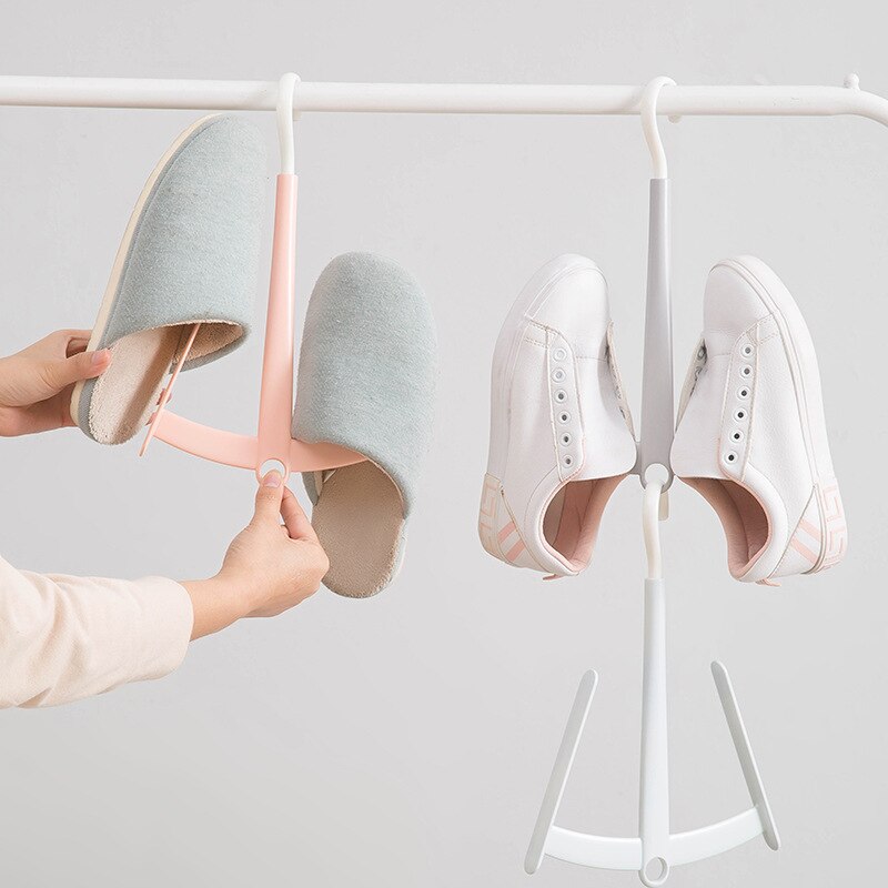 Shoe Rack Balcony Clothes Hanger liang xie jia Double Hook Outdoor Hook Storage Hanging Shoe Rack Stall Sup