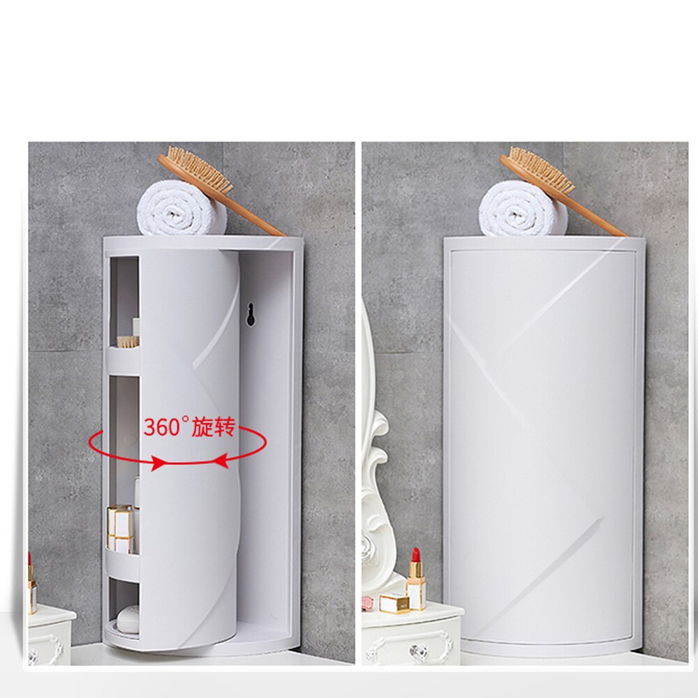 Triangle shelf rotating bathroom shelf kitchen punch-free suction wall large storage box plastic wx8021507