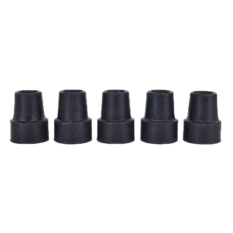 5 uds. De extremos de goma para bastón, punta de bastón, almohadilla para muletas de goma, virola de Metal pesado, parte inferior de 19mm, accesorios para bastón: Black