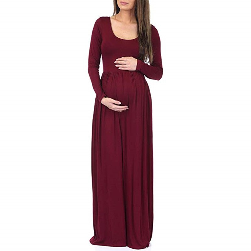 Zwangerschap Jurk Lange Mouw Moederschap Gown Verpleging Jurken Kleding Plus Zwangere Vrouw Vestidos Moederschap Avondjurk: B / M