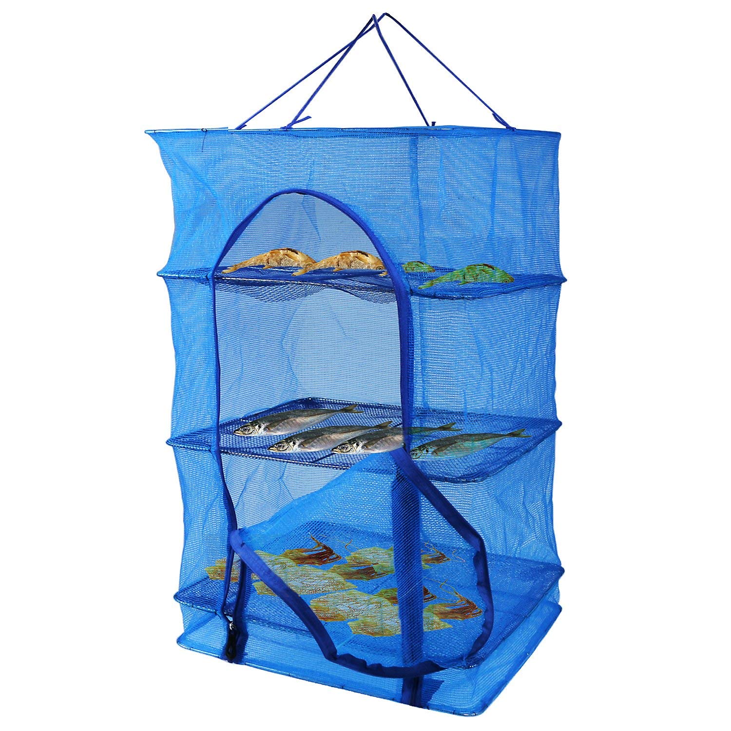 Fish Mesh Hanging Drying Net Food Dehydrator Durable Folding 4 Layers Fish Vegetable Dishes Dryer Net Drying Rack