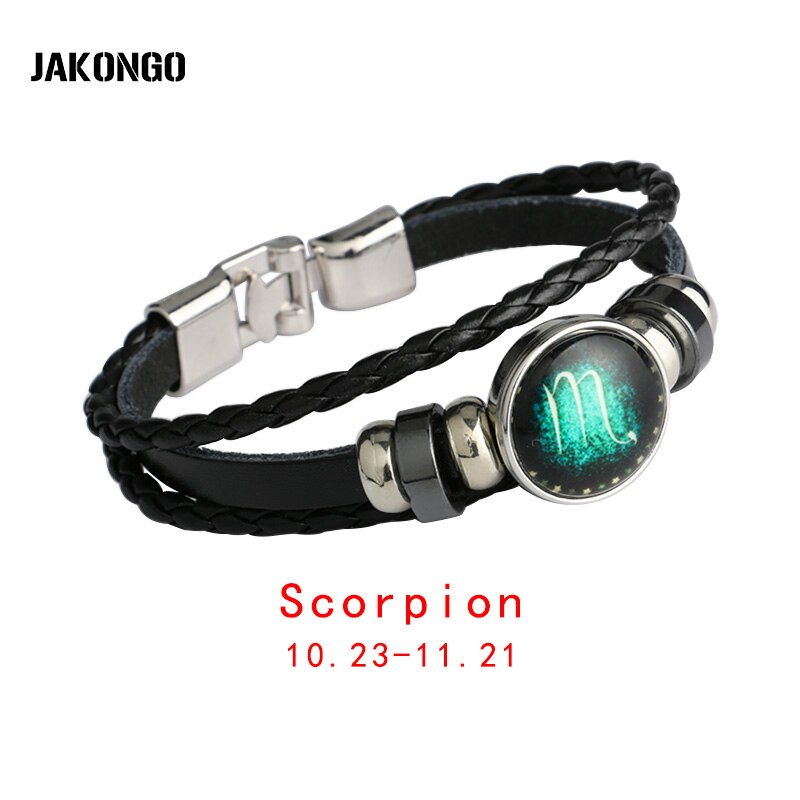 Maagd/boogschutter/waterman/schorpioen/weegschaal/steenbok 12 sterrenbeeld armband heren dames gevlochten leren armbanden & bangles: Schorpioen