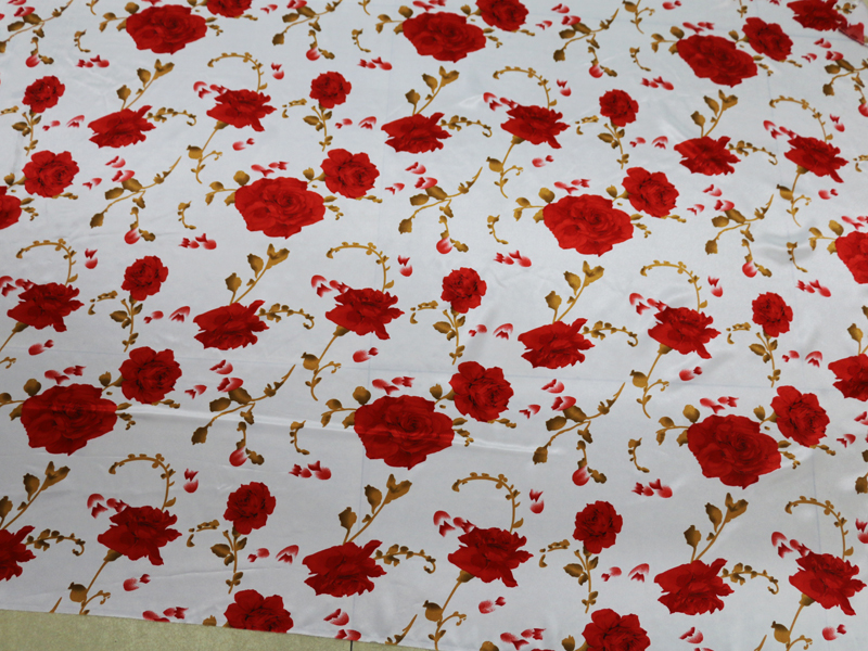 100cm*148cm röda rosor blommig charmeuse satin tyg klädväska foder tyg cheongsam tissu