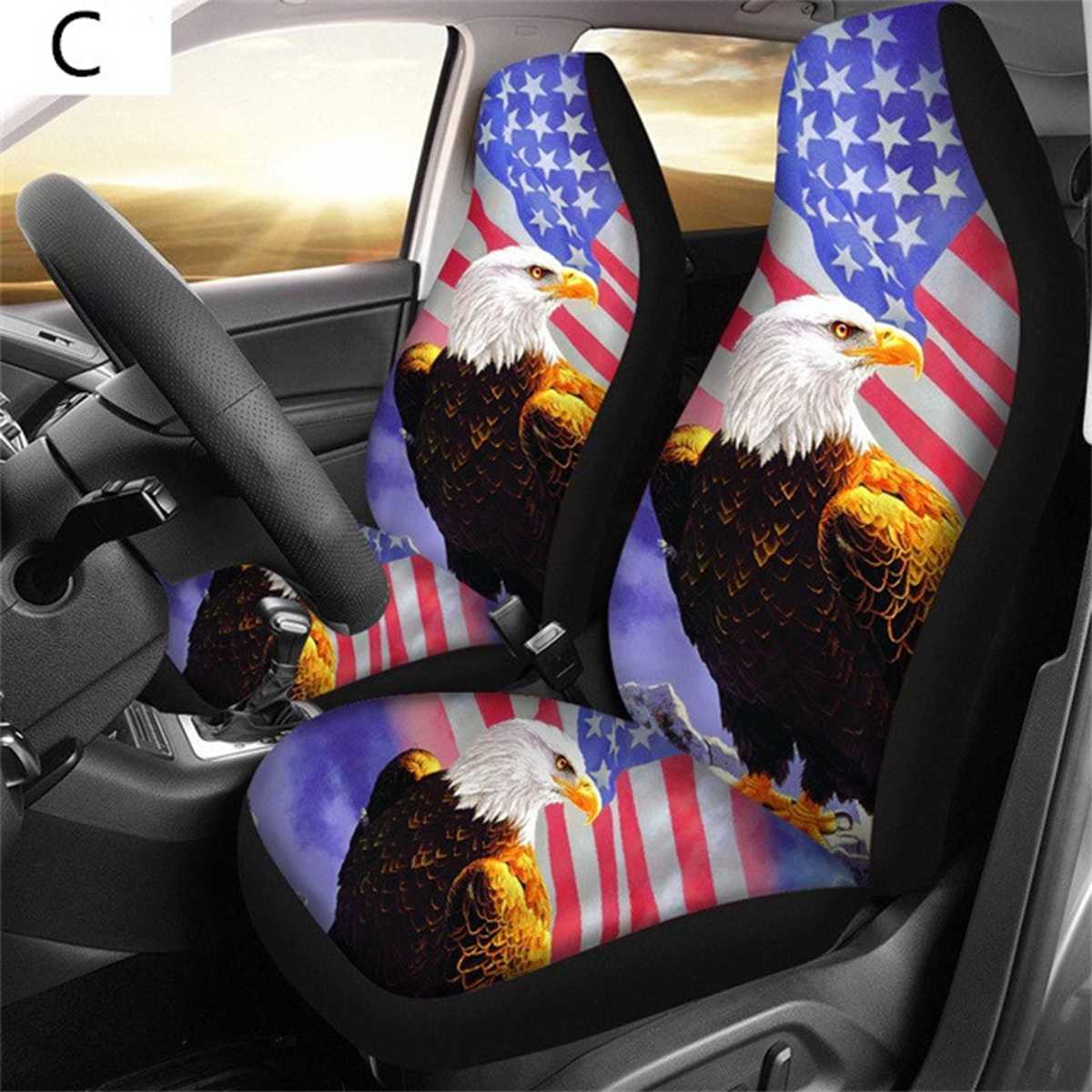 3D Adler Druck Universal- Auto Sitzbezüge Auto Styling Auto Sitz Abdeckung Auto Voller Sitz Abdeckung Schutz Innen Acces 1/2Stck: 2XEagle C