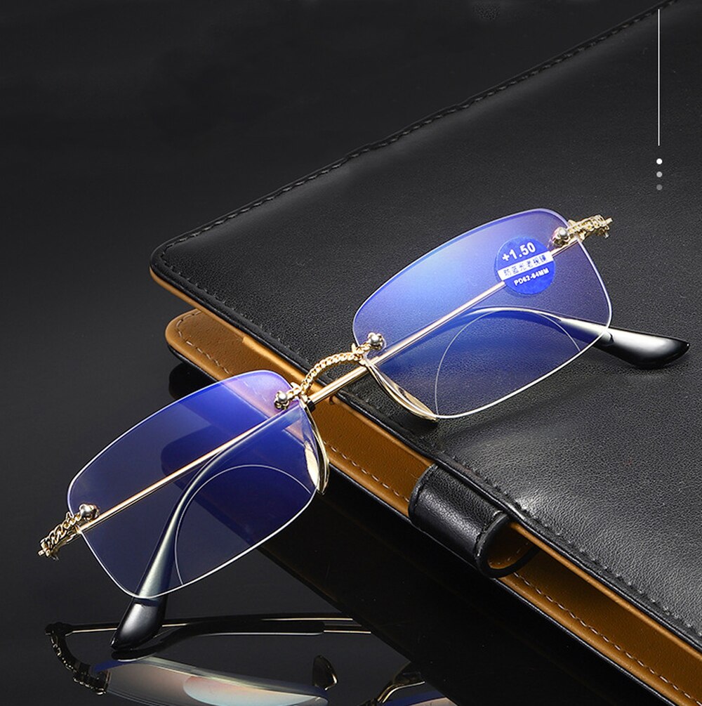 ¡! ¡Dos pares! Gafas de lectura bifocales transparentes, con corte de diamante, sin montura, ver cerca y lejos + 0,75 + 1 + 1,25 + 1,5 + 1,75 + 2 + 2,25 + 2,5 + 3 a + 4