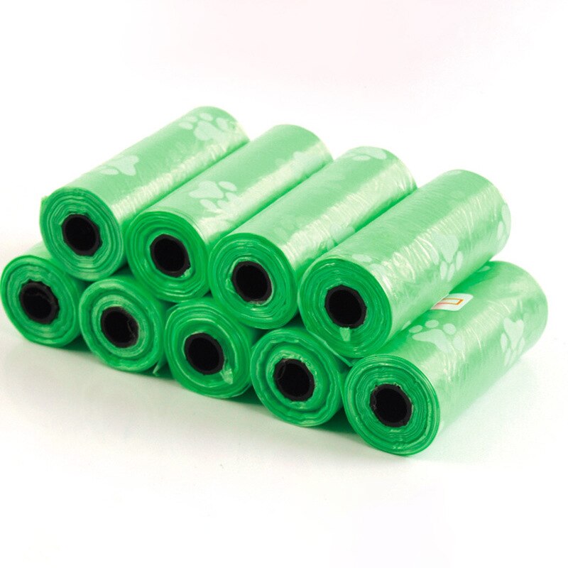 10Rolls Pet Poop Bags Footprint Printed Disposable Dog Waste Bags Biodegradable Outdoor Home Clean Refill Garbage Bag 15PCS/Roll: Green
