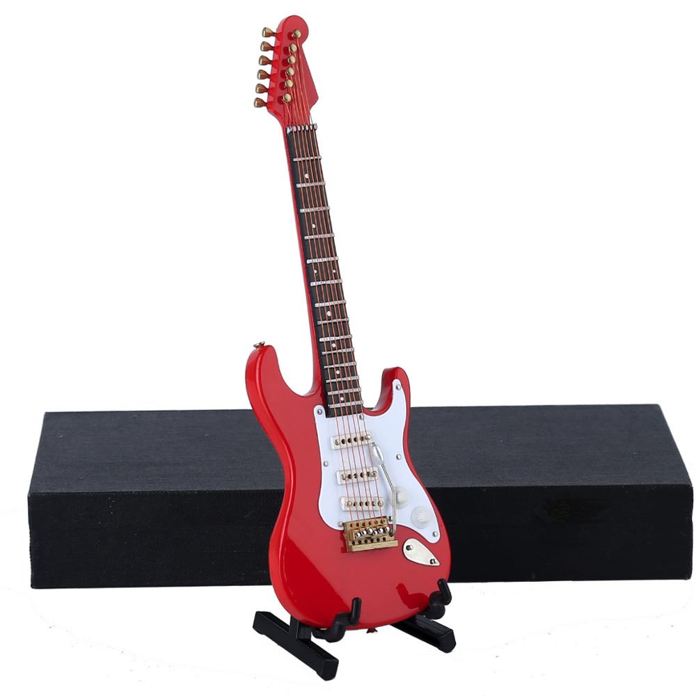 Mini Guitar Miniature Model Electric Guitar Model with Case and Stand Popurlar Strings Instrument: Red / 24cm