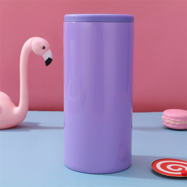 12oz Vacuum Beer Thermos Double Wall Outdoor Cold-Keeping Juice Cola Cans Bottle 304 Stainless Steel Beer Cooler Cups: Purple
