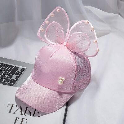 Maershei børn baseball kasket perle net cap casquette pige kasketter snapback: Lyserød