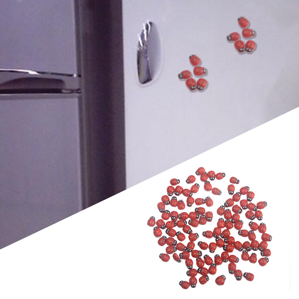 Mini Wooden Ladybug Sponge Self-adhesive Stickers Micro Landscape Decor Mini Fridge Magnets for Scrapbooking