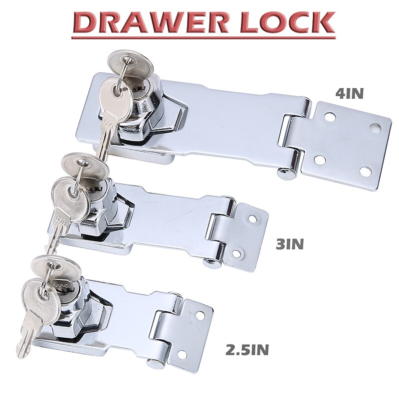 1PC 50/75/100mm Stainless Steel Plating Self Locking Security Hasp Staple with Keys Lock Hardware Accesorries