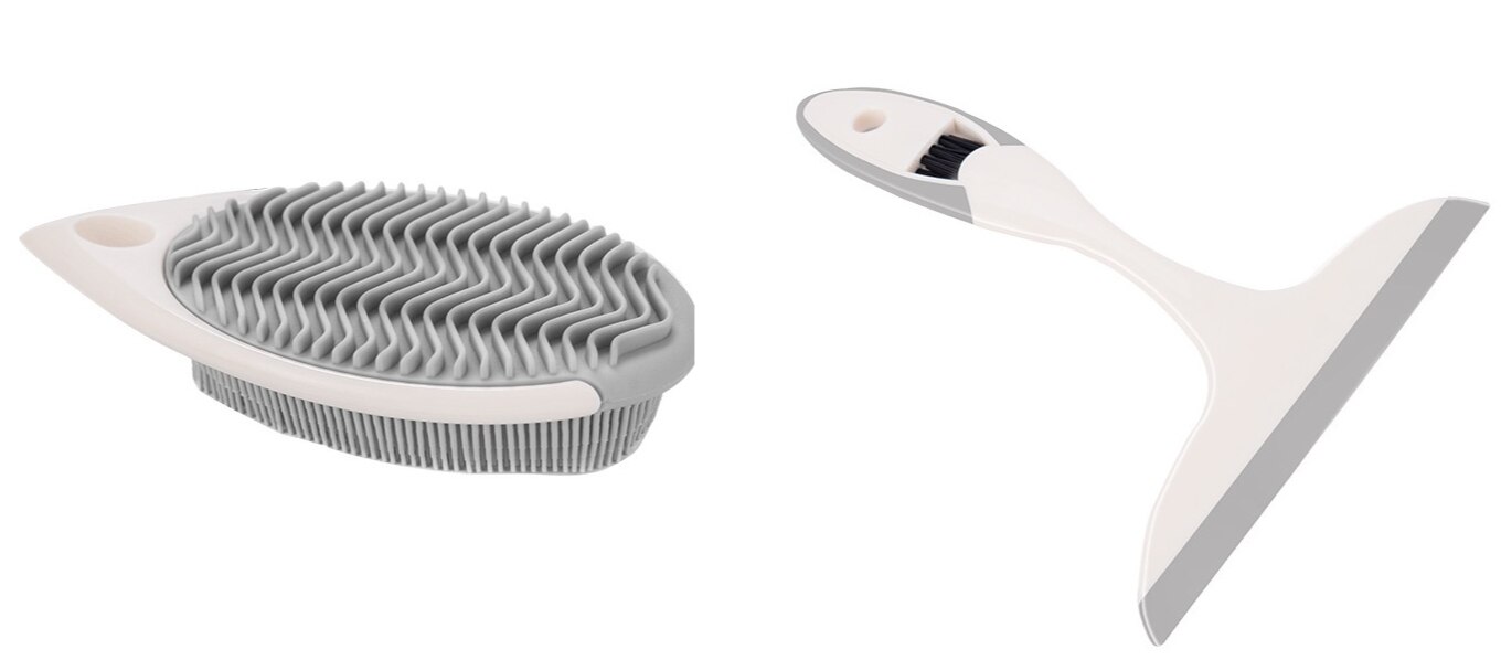 Glass window wiper window cleaner TPR silicone laundry brush multifunctional cleaning brush bathroom cleaning set: Default Title