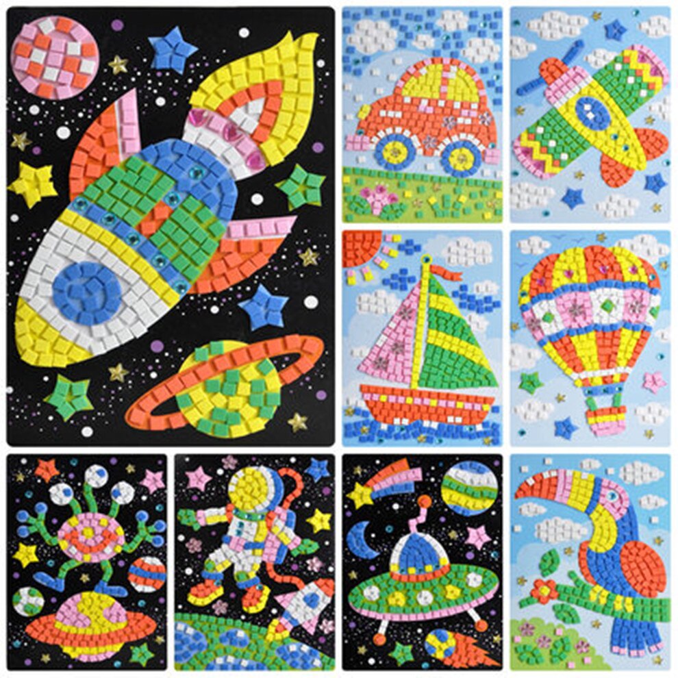 Mosaic diamond stickers cartoon paste paper kindergarten 3-6 years old diy children handmade material packages