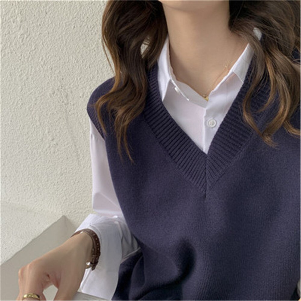 Dam väst tröja stickad tröja linne lösa vintage kvinnlig väst tröja damkläder outfit  pz3650