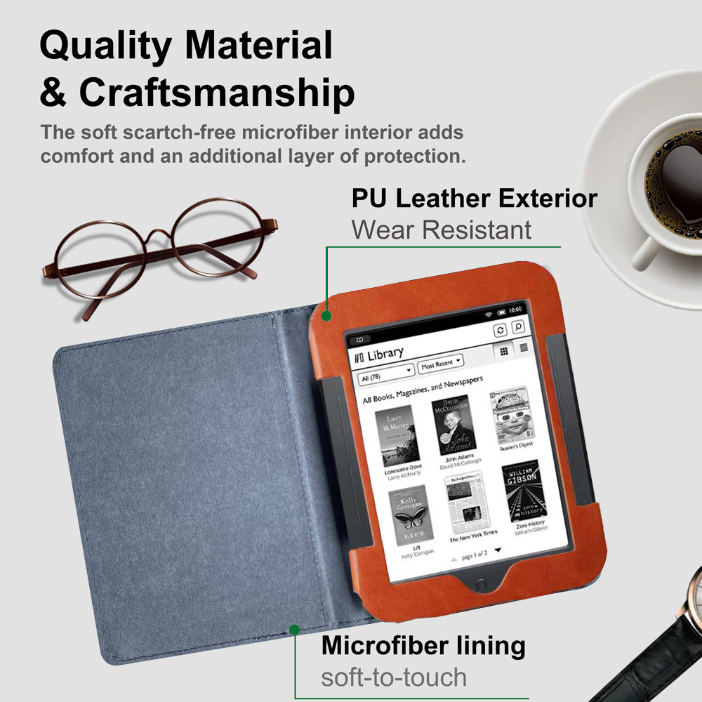 For Barnes Noble Nook Simple Touch Case Ereader Ebook Folio Flip Cover Pocket Pouch Nook 2nd/3rd BNRV300 BNRV350 BNRV500 Cases