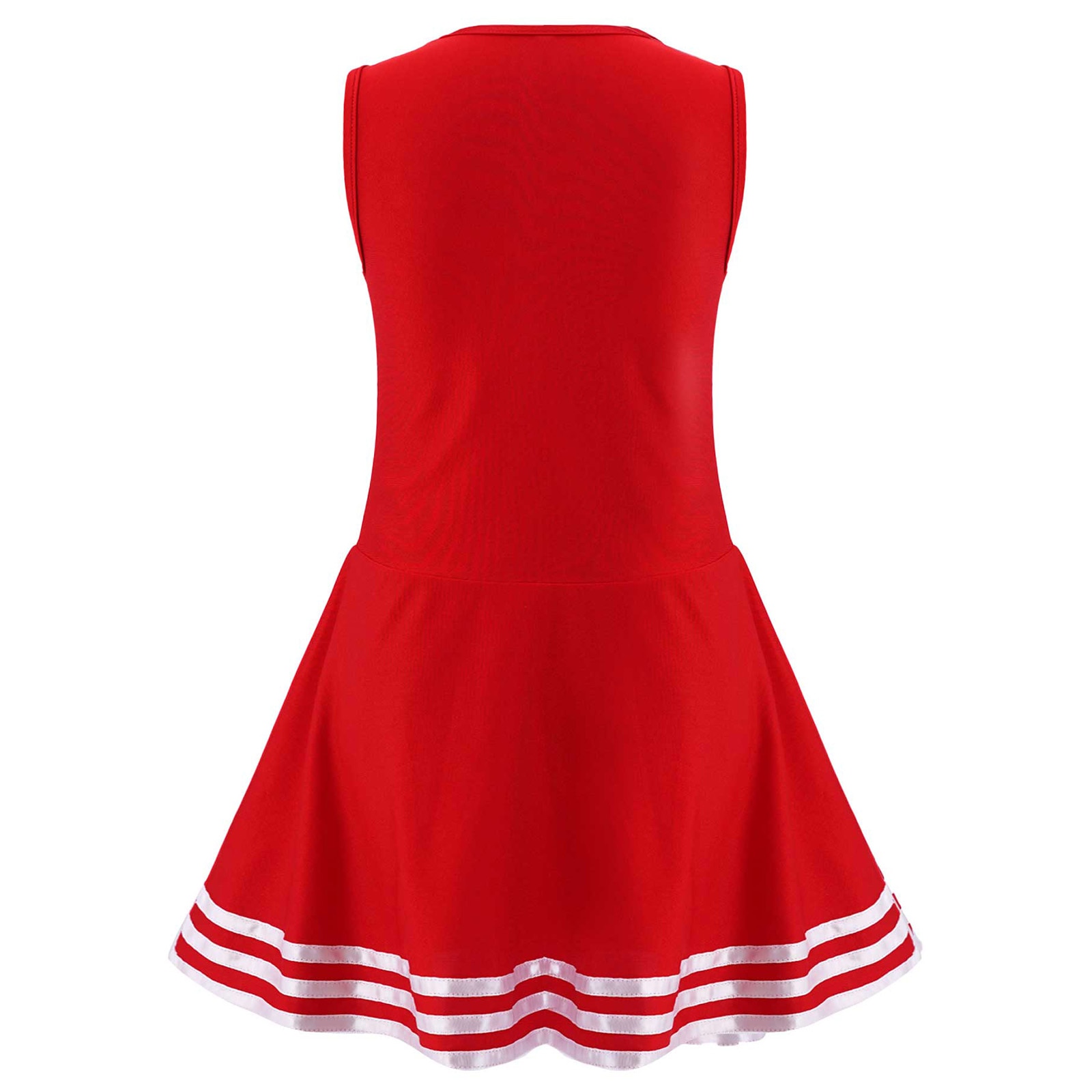 Vestido de baile de animadoras para niñas, sin mangas, escote en V, de telas combinadas, ropa estampado de letras