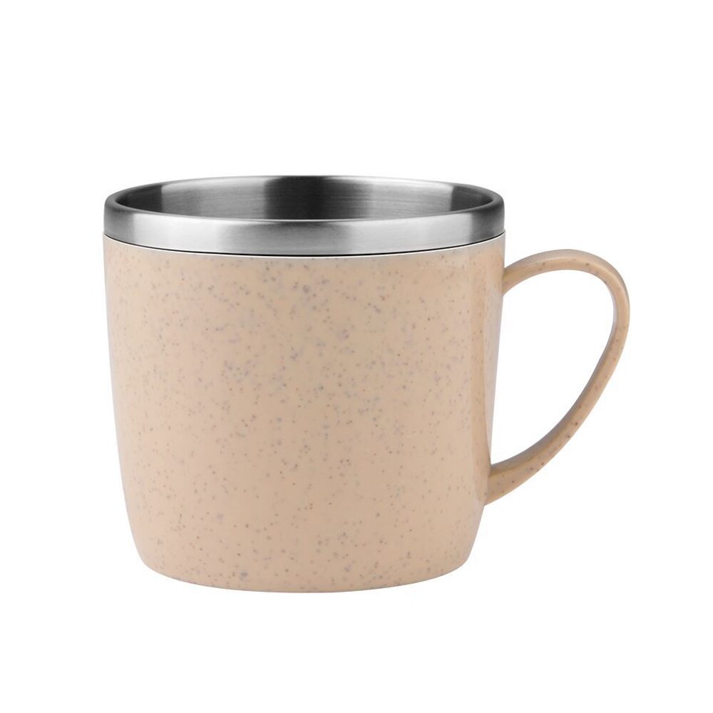 Mini Kids Mug 304 Stainless Steel Coffee Mug Tea Cup For Children Drinkware Wheat Straw Water Cup Tea Mug 8x7.3cm 220ML: Yellow