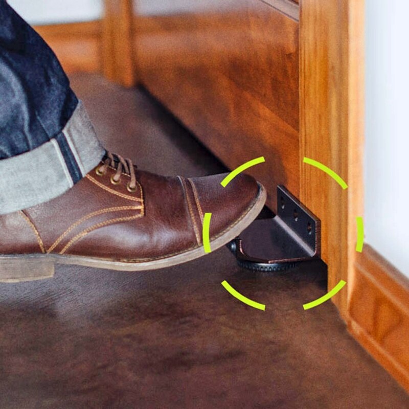 2x Clean Open Foot Door Opener Foot Operated Hands Free Door Handle Easily Open Doors with Just Your Foot Black &amp; Silver