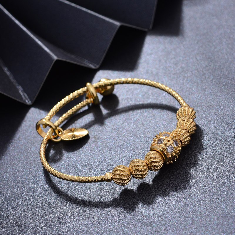 24K 4pcs Boys Girls Ethnic Gold Color Dubai Bangles Ethnic Luxury Bangles Bracelet Women Girl Bride Dubai Bangles Child jewelry
