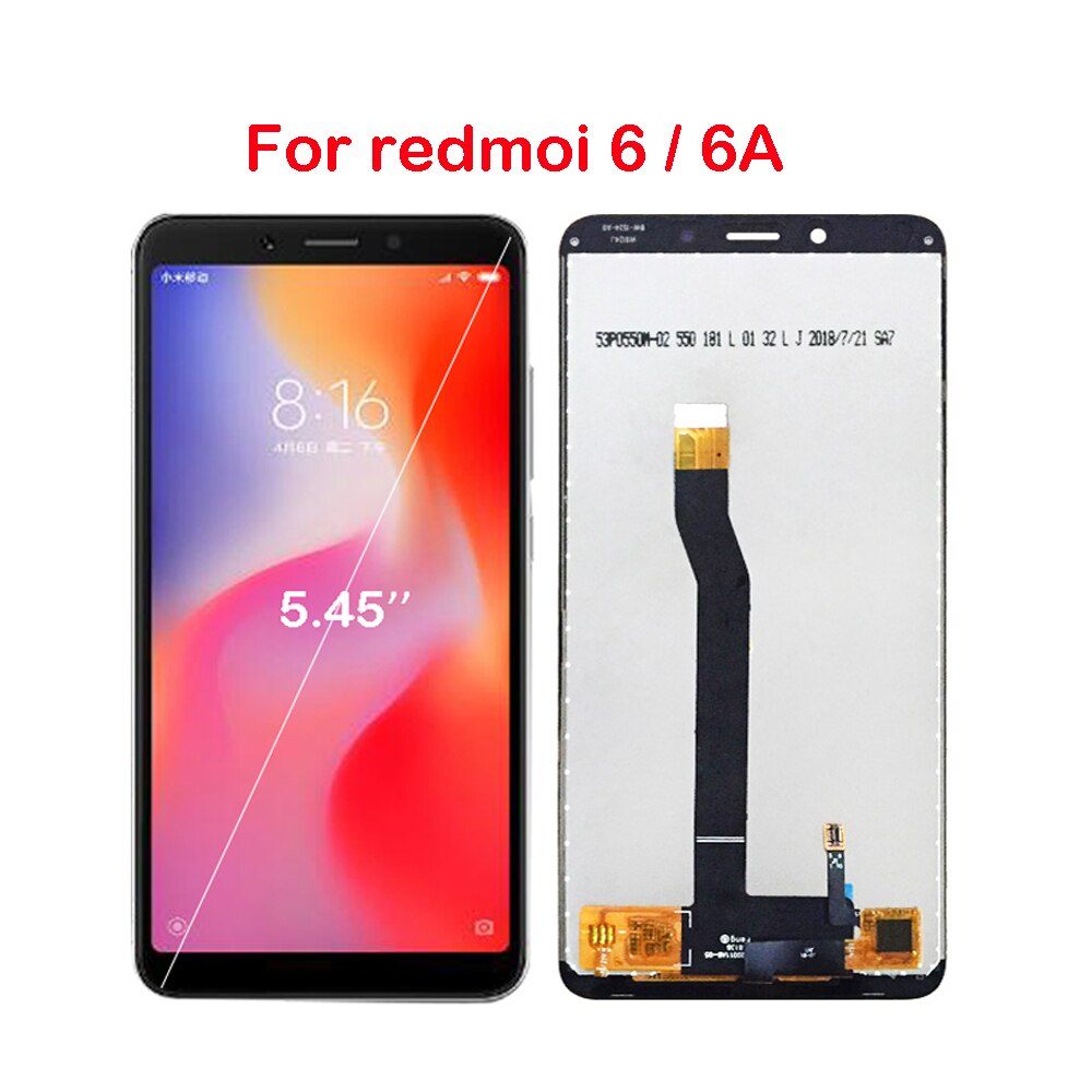 Per XiaoMi Redmi Nota 6 Pro/ Redmi 6 6A / Redmi 6 Pro /A2 Lite Display LCD + touch Screen Digitizer Assembly Pezzi di Ricambio: 6 balck no frame