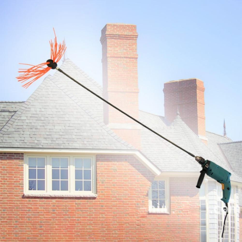 6/12M Nylon Rod Rotary Chimney Cleaning Kit Indoor Chimney Cleaning Brush And Rod Kit For Clean The Fireplace Flue