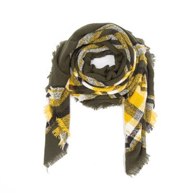 Women Plaid Scarf Winter Pashmina Shawls Cashmere Thick Wraps pashmina long tassel female foulard thick blanket: Wine Red