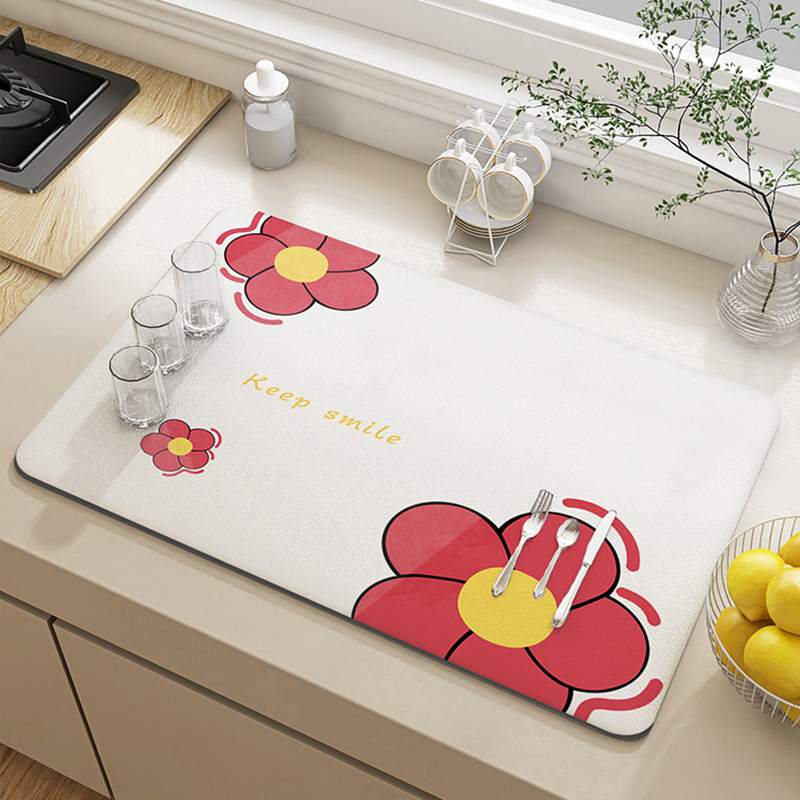 Diatomeeën Modder Droogmat Super Absorberend Servies Bureau Afvoer Pads Tafel Placemat Drainer Tapijt Thee Cup Drinkhouder Keuken: 75x40cm / YELLOW
