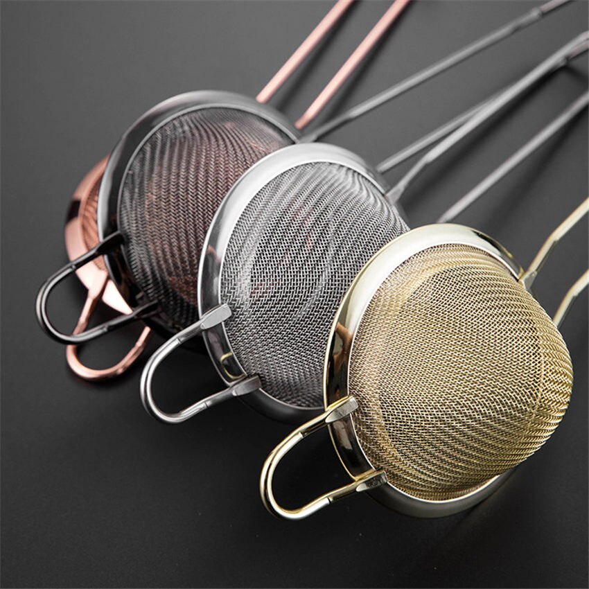 Colador de cóctel de espino de acero inoxidable 304, colador de jugos de malla fina, herramientas de barra de Color dorado de cobre para barman