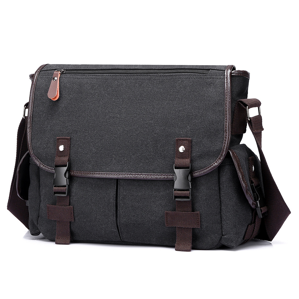 Men's Casual Canvas Briefcase with Wear-Resistant High Features - Style Large Capacity Men's Backpack Shoulder Bag: black