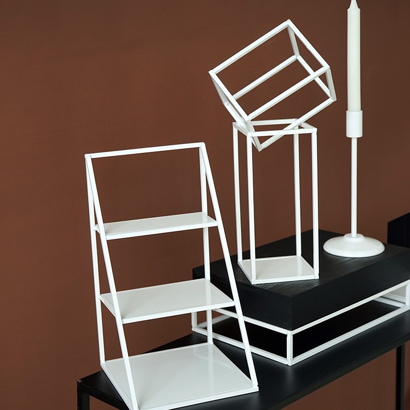 SWEETGO Geometry storage racks geometry tray 1 piece store case Kitchen decorations tools accessories 3 tiers Iron frame Holders